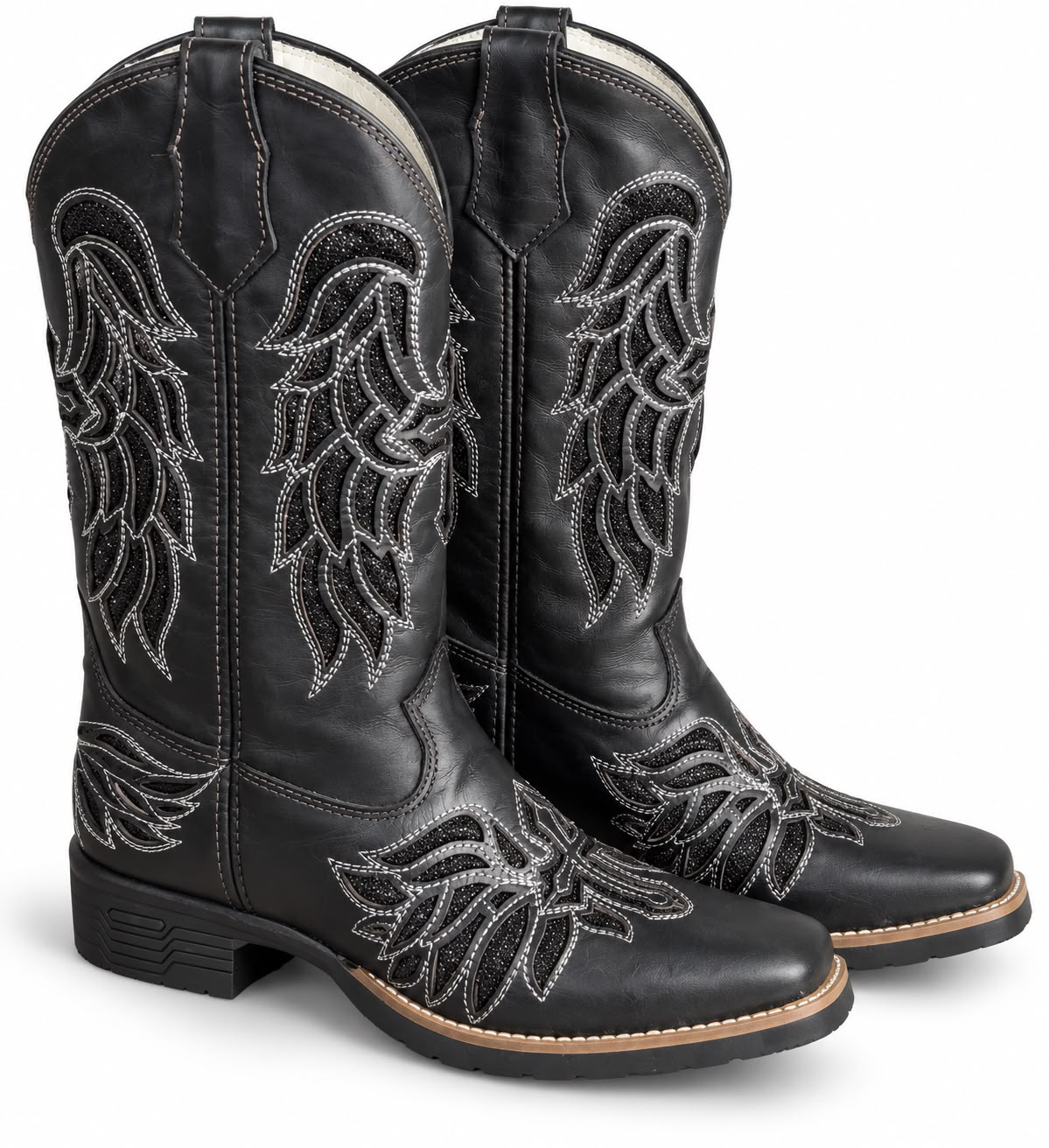 BOTA PRETA BRILHO B/QUADRADO FEM D`LUKA